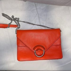 Banana republic orange leather bag with shoulder chain